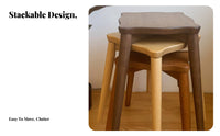 Thick Stable Legs Solid Wood Vanity Stool Rounded Corners Puffy Shaped Stool Lightweight Household Furniture Easy to Assemble for Families, Homeowners, Living Room, Bedroom, Kitchen, Entryway