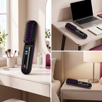 Cordless Hair Straightener Brush Portable Hair Straightener Brush for Mobile Users, Travel, on the Go