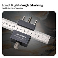 Carpentry Line Scriber Aluminum Alloy Body Right Angle Scribing Gauge Engraved Scale Cross-Type Ruler Scriber for Woodworkers, Craftsmen, Workshop