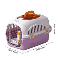 Hard Cat Carrier Pet Carrier Bag with Wire Front Door, Cat Travel Bag, Striped Pattern Outdoor Sided Pet Carrier for Car Use