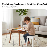 Strong Load-Bearing Stackable Low Stool Sturdy Construction Stackable Padded Stool Non-Slip Feet Small Bench Rounded Corners for Homeowners, Business Owners, Living Room, Bedroom, Entryway, Bathroom