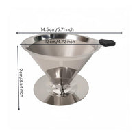 Food Grade Stainless Steel Coffee Filter Long-Lasting 60-Degree Cone Design Coffee Filter Easy to Clean for Office, Travel, Camping