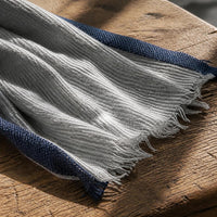 Cashmere Feel Scarf for Men and Women, Solid Color Striped Shawl with Contrast Border