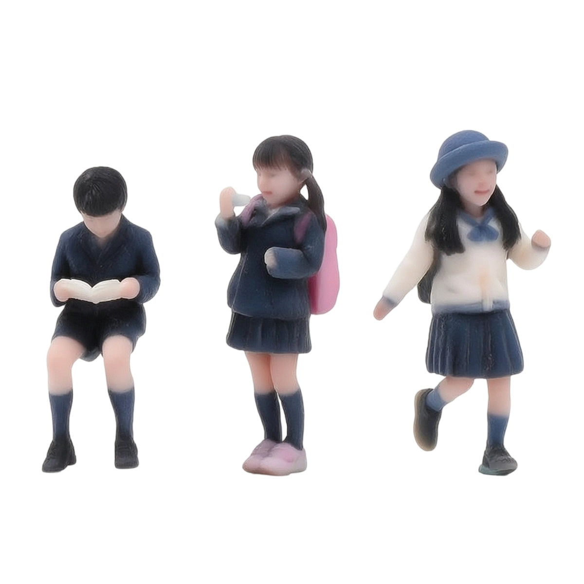 3 Pieces Schoolchildren Figures 3D Printed Diorama Figures Painted Miniature People Figurines for Hobbyists, Dioramas