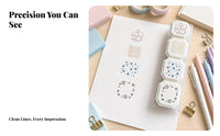 4 Pieces Stamp Set with Storage Tray | Smudge-resistant, Compact, Self-Inking Stamp, for Scrapbooking