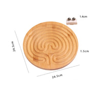 Bamboo Maze Ball Wooden Maze Toy with Metal Balls Labyrinth Puzzle Round Game Brain Teaser for Children, Desk, Office