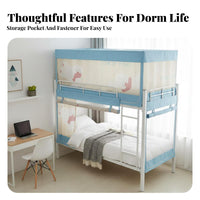 Light-Blocking Blackout Bed Tent Allall-Complete Design Bunk Bed Privacy Tent Easy Installation Gnat Net Zippered Doors for Students, Dorm Residents, Adults, Dormitory
