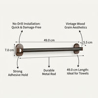 Wall Mounted Towel Rack with Vintage Style for Washroom and Shower Room, Bamboo and Wood Storage with Shelf
