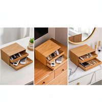 Solid Wooden Desk Organizer with Drawers Sturdy Desktop Organizer with Drawers Long-Lasting Storage Box Smooth for Office
