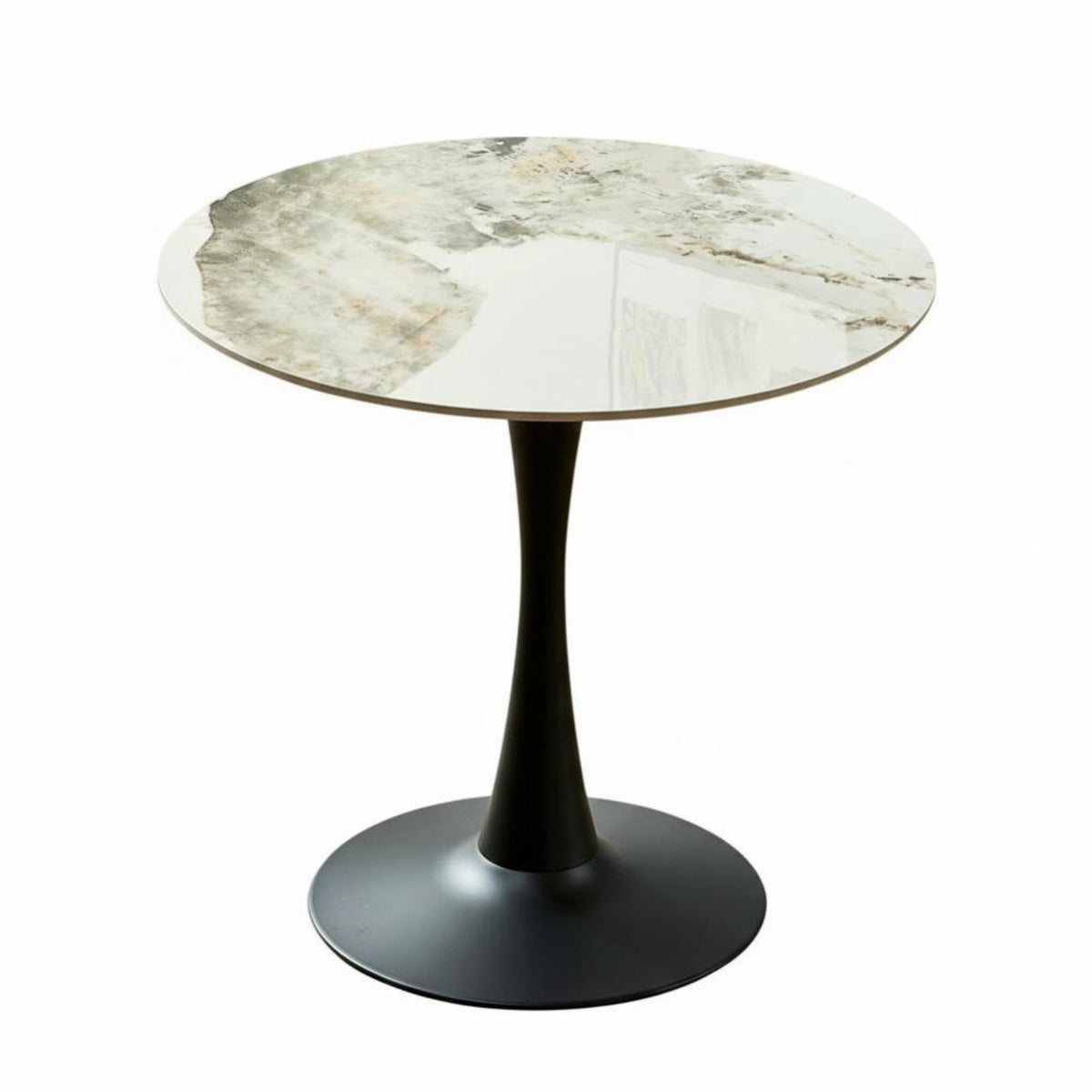 5 Pieces Modern Design circular table with 4 Shell Chairs Sturdy Construction Household Furnishing Ergonomic supportrest for Business Owners, Apartment Dwellers, Reception Area, Meeting Room, Small areas, Kitchen