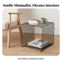 Nordic Aesthetic C-Shaped End Table Minimalist and design C-Shaped Stand with Shelf Space-Saving Home Furniture Slide-Under Function for Apartment Dwellers, Homeowners, Remote Workers, Living Room, Bedroom, Small Spaces