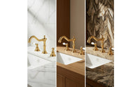 Antique-Style Basin Faucet Three-Hole Faucet with Two Handles Deck-Mounted Basin Tap Polished for Washbasin, Bathroom, Vanity