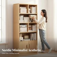 particle-resistantresistant Design Floor-Standing shelving unit with Doors Large Capacity Tall shelving unit with Cabinet Space-Saving Display Case Easy Assembly for Book Lovers, Collectors, Homeowners, Living Room, Study, Bedroom