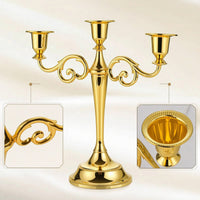 3-Arm Candelabra Elegant Three-Arm Candelabra Three-Light Candelabrum Metal Decor Scrolled for Home Decorators, Dining Table