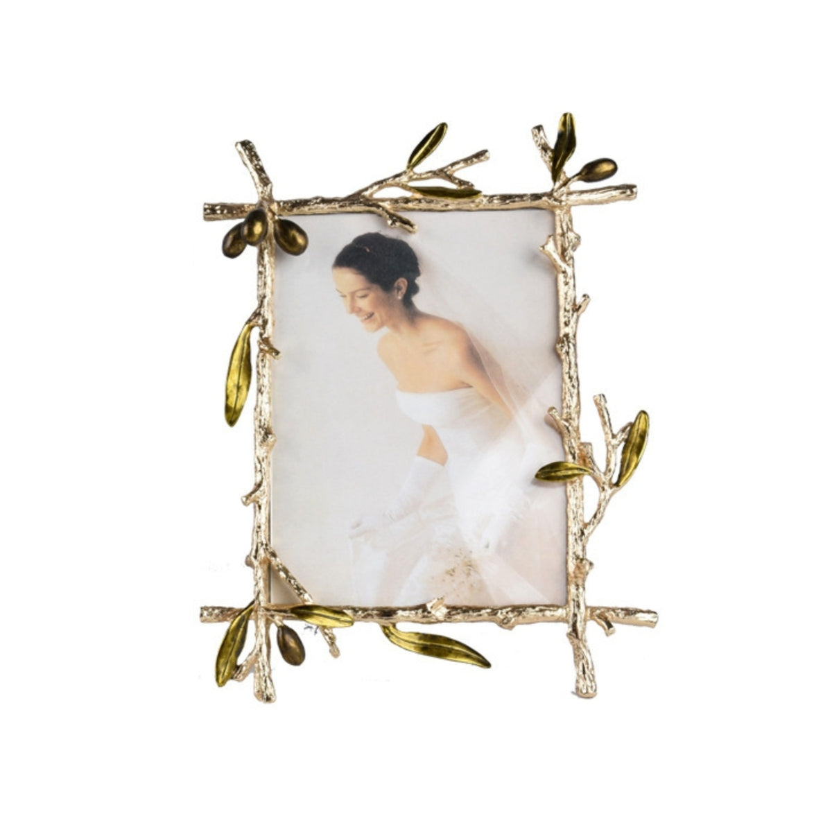 Photo Frame with Leaf Design Ornate Branch Photo Frame Metal Decor for Desk, Living Room, Office