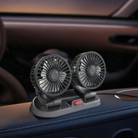 twoHead Car Fan Sturdy Dual Head Car Fan Wired Slim for Road Trippers, Trucks