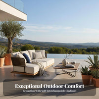 Weather-Resistant Sofa and Table Group waterresistant 4-piecePiece Conversation Set Hand-Woven Outdoor Furniture Modern Design for Hotel Owners, Property Managers, Terrace, Balcony, supportyard, waterside