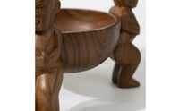 African Figure Fruit Bowl Wood Finish Tabletop Dry Fruit Dish Hand Carved Wooden Figure Bowl Available for Purchase Office, Tea Table, Living Room