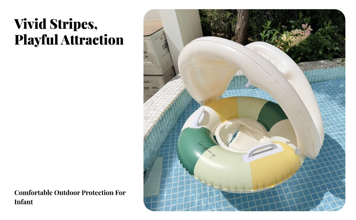 Inflatable Infant Seat Circle Retro Design Infant Swim Float with Seat PVC Material Infant Inflatable Seat with Handles for Infants, Young Children