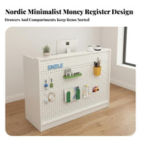 Compact Design Small Checkout Counter Multi-Functional Retail Currency Ier Stand Stable and Sturdy Modern Checkout Counter Lockable Drawers for Retailers, Shop Owners, Receptionists, Clothing Boutiques, Beauty Salons, Boutique, Office