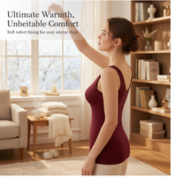 Women's V-Neck Thermal Camisole with Built-in Bra Pads, Silk-Blend Brushed Warm Base Layer