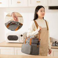 Lunch Box Tote Bag for Outdoor Picnic, Insulated Lunch Bags for Women with Shoulder Strap, Oxford Cloth Thermal Bag, Folding 2 Layer Cool Bag