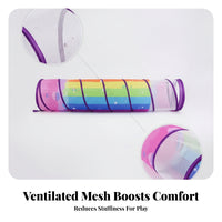 Violet Trim Cylindrical Crawl Tunnel Support Rings Rainbow Mesh Tunnel