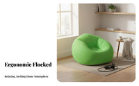 Includes Foot Pump Flocked Inflatable Sofa Foldable Single Person Air Lounger Easy Storage Portable Inflatable Sofa Quick Inflation for Travelers, Students, Living Room, Bedroom, Travel, Outdoor