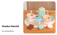 Realistic Design Pretend Afternoon Tea Set Educational Wooden Tea Set Safe Materials Paint for Toddlers, Playhouse