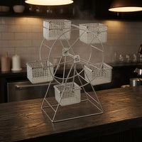 Rotating Wheel Snack Rack Stainless Steel Rotating Wheel Snack Stand Wire Basket Rack Tabletop