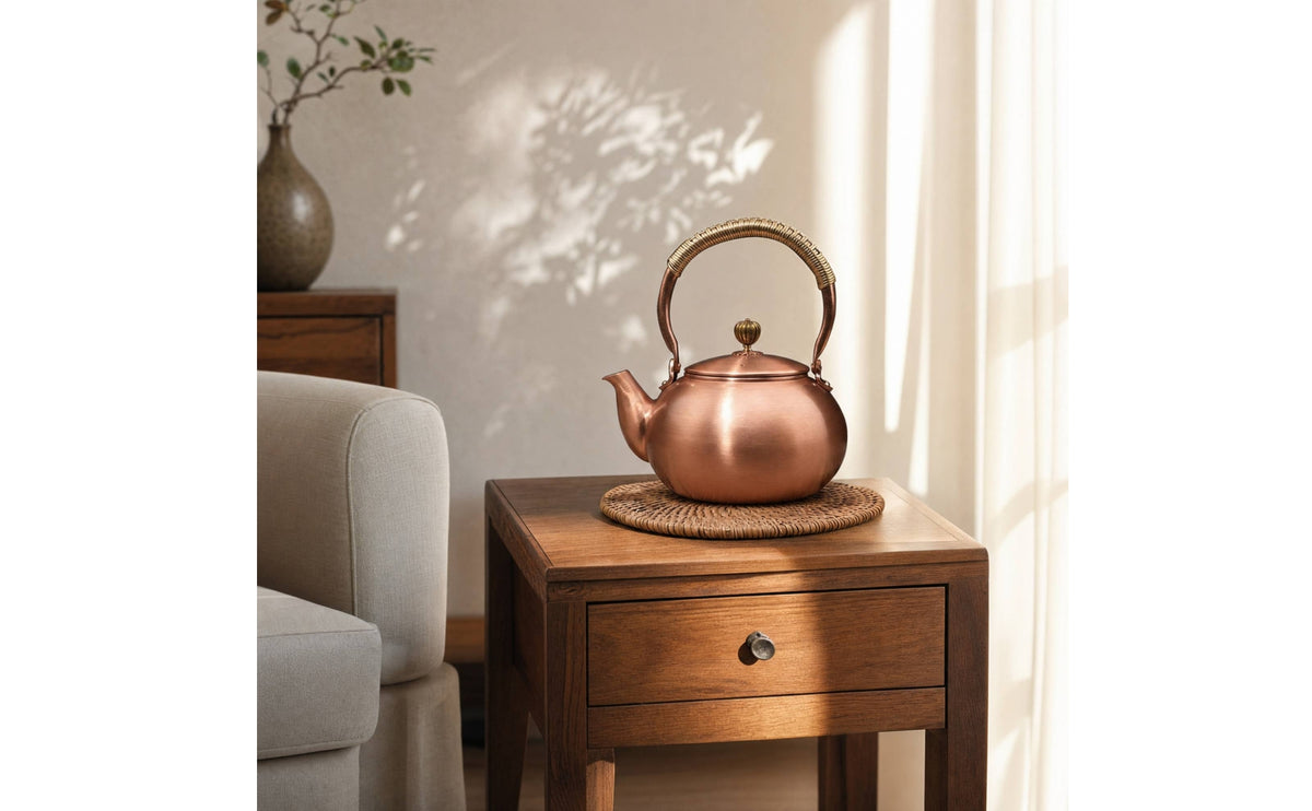 Traditional Copper Tea Kettle Artisanally Made Hammered Copper Kettle Rust Resistant for Collectors