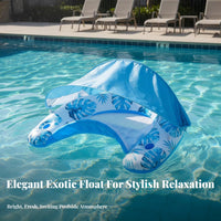 Comfortable Headrest Inflatable Pool Raft with Canopy Quick Inflation Canopy Pool Lounger Portable Sunshade Inflatable Raft UPF 50+ Sun Protection for Beach, Lake, Vacation