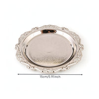 Ornate Tray with Scalloped Rim Embossed Trinket Dish Decorative Jewelry Tray Reflective for Vanity