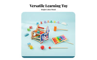 Educational Wooden Pounding Bench Xylophone Develops Movement Skills Abacus Clock Maze Toy High-Quality Wood for Toddlers, Preschool