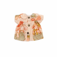 Printed Button-Front Doll Dress Short-Sleeve Collared Doll Dress Pastel Clothing Multicolor