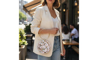Round Floral Evening Clutch Eye-Catching Floral Loop Handle Bag Formal for Women