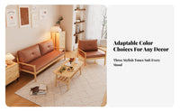 Nordic Design 2-Seater Wooden Frame Settee Japanese Aesthetic Loveseat Space-Saving Couch Minimalist aesthetic for Small Apartment Dwellers, Homeowners, Office Professionals, Living Room, Bedroom, Reception Area