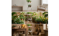 Two-Tier Plant Stand Vintage-Style Metal Botanical Holder Stand Indoor Pot Holder Rack for Patio