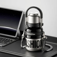 Water Bottle 700ml, Thermos Mug with Medical Ceramic Coating, 8 Hours Insulation for Coffee & Tea, Leak-Proof Thermos Flask with Strap