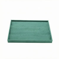Green Jewelry Display Tray Flocked Velvet Jewelry Tray Rectangular Accessory Storage Raised Rim