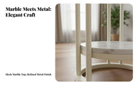 Round Plant Stand Light Luxury Design Round Marble Top Pedestal Elegant 2-Tier Metal Plant Stand for Balcony, Living Room, Bedroom