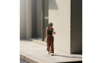 Walks Woman with Coffee Miniature Lifelike Fashion Girl Diorama Figure Versatile Painted Resin People Model for Dioramas
