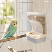 No-Mess Automatic Bird Feeder for Parrots and Small Birds, External Mount, Splash-Proof