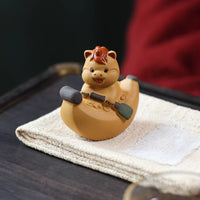 Hand Carved Small Horse Figurine Craft Tea Pet Handmade Violet Clay Horse Statue for Office Desk