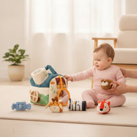 Compact Soft Toy House with Stuffed Animals Tactile Baby Shape Sorter House Sensory Textile Playhouse with Stuffed Animals Travel-Ready for Playroom