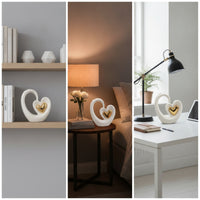 Ceramic Heart Sculpture Elegant Ceramic Heart Ornament Glossy Tabletop Ornament for Entryway Table, Bookshelf, Desk