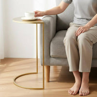 Half Curved Side Table Nordic Design Semi Circle Sofa Table Modern Minimalist Living Room Furniture for Small Areas, Bedroom