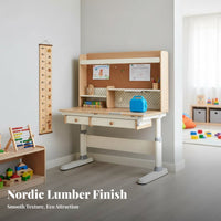 Ergonomic Learning Desk Ergonomic Kids Study Desk Solid Wood Child Homework Station Adjustable Tiltable Desktop Built-in Lamp Student Writing Table Suitable for Students Homework Home