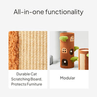 Enclosed Cat Condo Cat Tree with Scratching Board