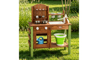 Children's Outdoor-Pretend Kitchen Storage Space Pretend Cooking Area Unit Sink Area for Outdoors